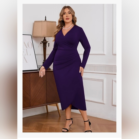 ZOMVA Plus Size Wrap Cocktalil Dress #1024 - Picture 6 of 11